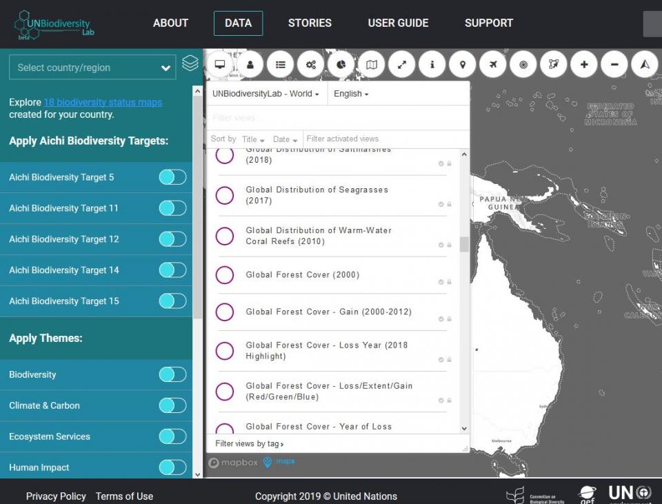 UN Biodiversity Lab screenshot